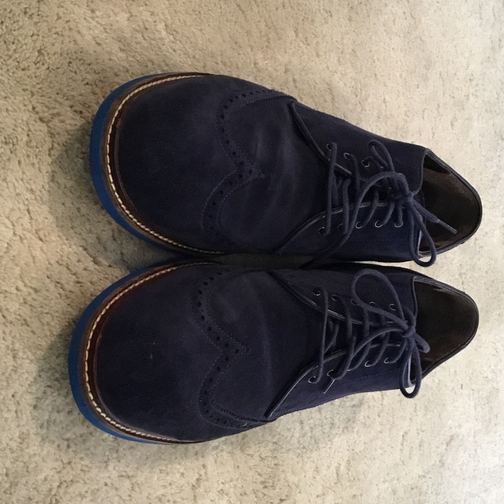 Cole Haan Dark Blue Suede Oxfords